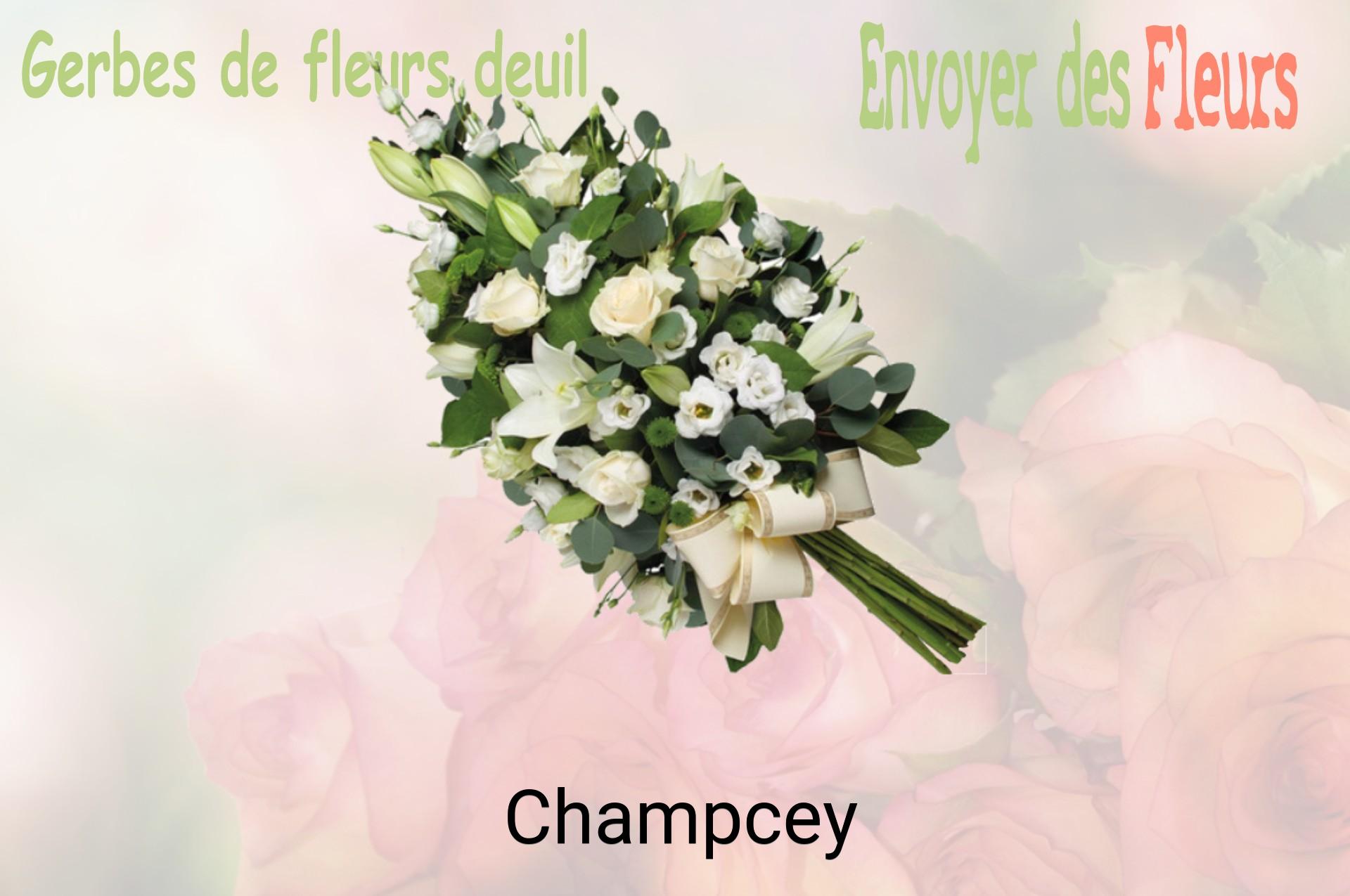 Gerbe de fleurs de deuil livrée à Champcey